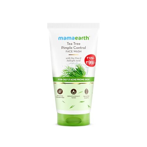 Mamaearth Tea Tree Pimple Control, Anti Acne Face Wash with Tea Tree & Salicylic for Oily & Acne-Prone Skin – 50 ml | Controls Oil to Prevent Pimples | Made Safe