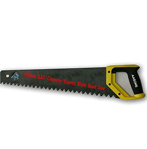 AASONS Carbide Tipped Teeth AAC/Concrete/Siporex Hand Saw for Cutting Bricks, Aerated Concrete Blocks, Cement Cutter Blade with PVC Handle (24″-600mm)