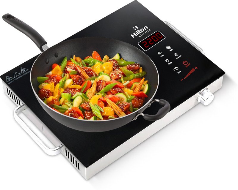 HILTON 2200 W Infrared Cooktop Touch Panel(Black, Radiant Infrared Cooktop With Digital Display, 3 Preset Modes)
