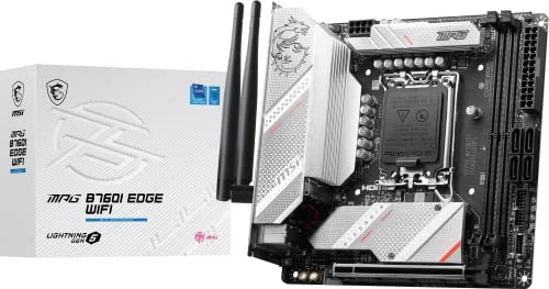 MSI MPG B760I Edge WiFi Mini ITX Motherboard, Mini ITX – Supports Intel 12/13/14th Gen Core Processors, LGA 1700-8 Direct 90A VRM, DDR5 Memory Boost 7200+MHz/OC, Pcie 5.0 X16, 2 X M.2 Gen4, Wi-Fi 6E