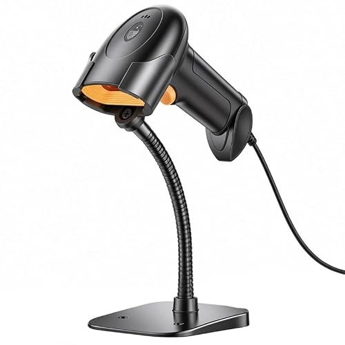 HIROBOT USB 2D/1D Barcode Scanner with Stand, CMOS Imager QR Code Reader