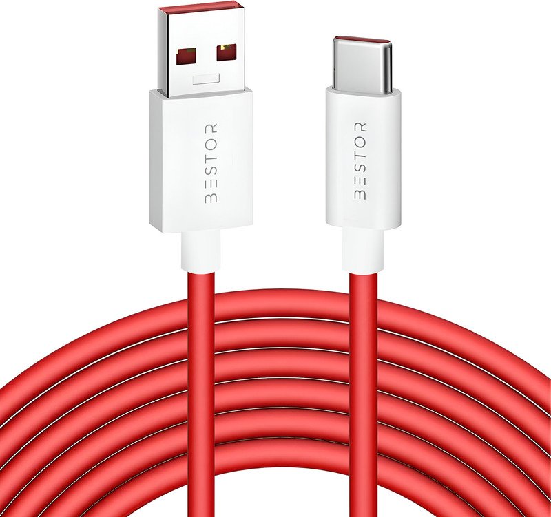 Bestor USB Type C Cable 3 A 1 m 20W Fast Charging, USB-A to USB-C(Compatible with Mobile, Laptop, Tablet, Computer, TV, Gaming Console, Red&White, One Cable, NA, 20 W)