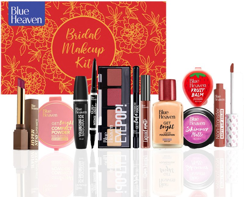 BLUE HEAVEN Bridal Makeup kit for women 38.4g + 49.35 ml(Pack of 11)