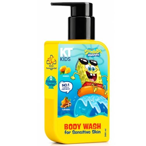 KT Kids SpongeBob Soft Body Wash for Kids | Mild Cleansing for Sensitive Skin | Mango & Turmeric | 300ml
