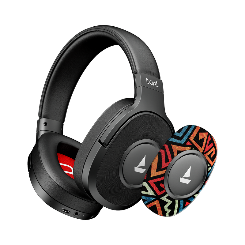 boAt Rockerz Plus 550, Customizable Earcups,100H Battery,Stream Ad Free Music via App Bluetooth(Black Psyche, On the Ear)