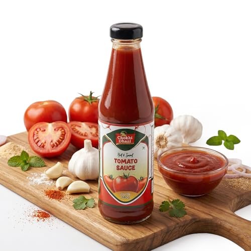 Chokhi Dhani Hot & Sweet Tomato Sauce 340g | Tangy Spicy Ketchup | Dipping & Cooking Sauce for Snacks, Noodles & Burgers | Thick Rich Flavour