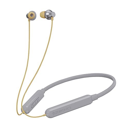ZEBRONICS Jumbo LITE with 70 Hours Backup, Bluetooth v5.2 Wireless Neckband, Fast Charging, ENC Calling, Gaming Mode (Upto 50ms), Voice Assistant, Dual Pairing, Splash Proof, and Type C (Grey)