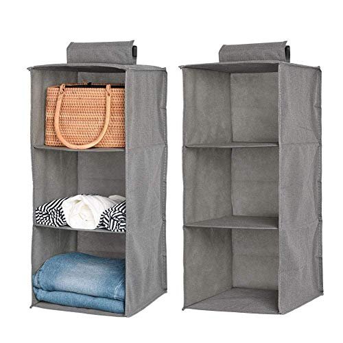 MOSHTU 3 Layer Foldable Hanging Clothes Multipurpose Wardrobe/Closet Storage Organizer Shelves (Beige) 30 x 30 x 60 cm (Multi Color)