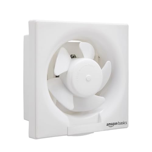 Amazon Basics Ventilation 6″ Fan | 30W | 5 Blades | 150 mm | 5.6 dB Low Noise | Window Mount | Wall Switch Control | White Plastic