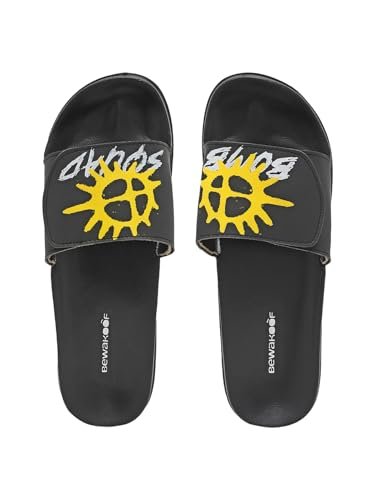 Bewakoof Men’s Printed EVA Sliders_659659_Black_UK 10