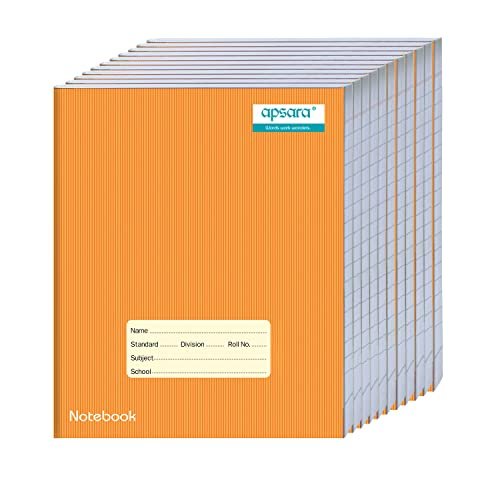 Apsara Kingsize Notebook | Brown Cover | Blue Lines | Bright Paper |Center Staple | 24 x 18 cm | 172 Pages | Single Line | Pack of 10