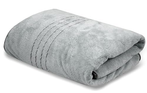 Cortina Premium Solid Towels for Bath 70 x 140 cm 500 GSM Microfiber Bath Towels, Ultra Soft, Highly Absorbent & Quick Dry for Gym, Beach & Bathroom Towels for Men, Women & Kids Color : Grey