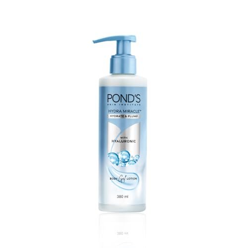 Pond’s Hydra Miracle Hydrating Gel Body Lotion | Gives Hydrated Plump Skin| Hyaluronic Acid & Vitamin E & Niacinamide Infused Quick Absorbing Non-Sticky body gel moisturizer, 360ml