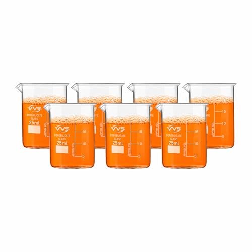 VVS Borosilicate Glass Beaker 25ml pack of 7 of For School College, Lab Laboratry and professional use