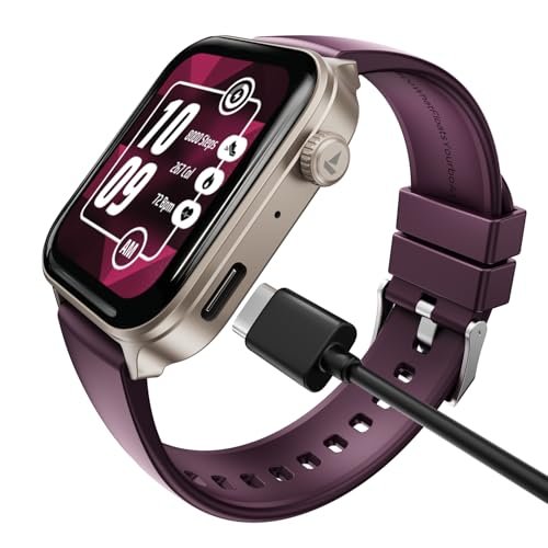 boAt Storm Call 4 India’s first Smartwatch with Type-C Charging,1.96”(4.97 cm) HD Display, Functional Crown, BT Calling, Sports Modes, Heart Rate, SpO2, Sleep & Stress Tracking, SOS, IP68(Velvet Wine)