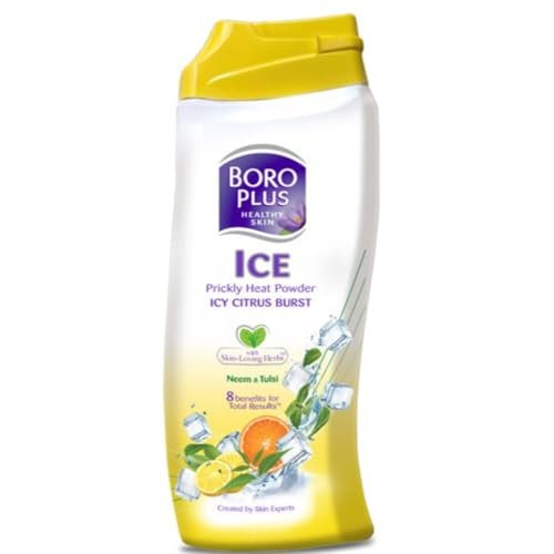 BOROPLUS Prickly Heat Powder Icy Citrus Blast | Ayurvedic | with Neem and Tulsi | Relief from Prickly Heat | Protection from Rashes | Absorb Sweat | Cools & Calm the skin | Anti-septic action |400g