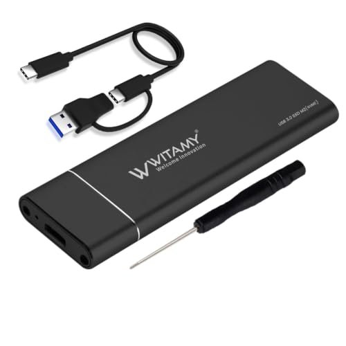Witamy External NVMe M.2 Sata SSD Enclosure USB 3.1 GEN 2 Type-c Port 10 Gbps , Sizes of 2230/2242/2260/2280mm 2TB M-Key B+M Key for Laptop,Computer & Desktop (NVME M-2 Black)