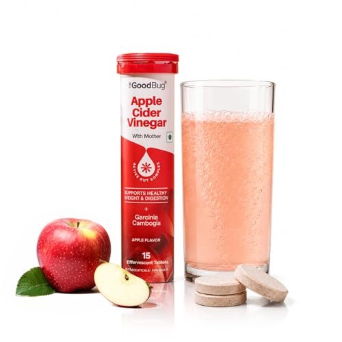 The Good Bug Apple Cider Vinegar Effervescent with Mother – 15 Tablets | Vit B6 & B12 | Boosts Metabolism, Controls Cravings | 500mg ACV, 500mg Garcinia | No Added Sugar, No Maltodextrin