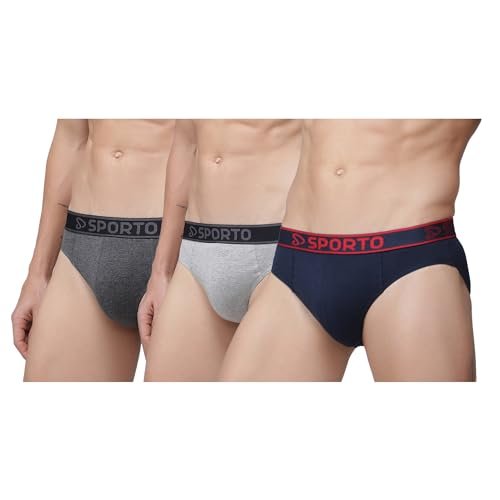 sporto Macho Super Combed Cotton 2-Way Strech Mini Brief Pack of 3 (Colour May Vary)