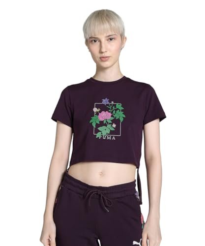 PUMA Women, CLASSICS PETALIA Graphic Tee, Midnight Plum, L, (68463744)
