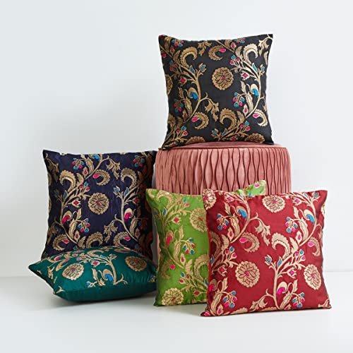 Home Centre Corsica Multicolour Brocade Printed Cushion Cover – 30x30cm – Set of 5