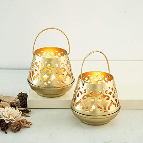 Home Centre Iron Corsica Cut-Work Detail Lantern – Set of 2, Multicolour, Standard (Corsica OL – 0620-014)