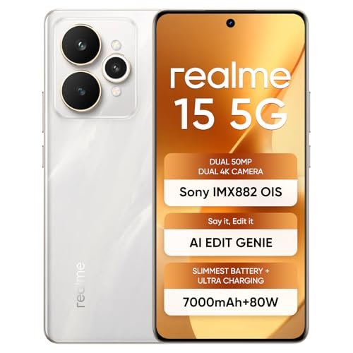 realme 15 5G, 8+256GB, Dimensity 7300+ 5G, 50MP 4K Camera, Curved Display, 6.8″ 144Hz, Battery 7000mAh, IP69, Flowing Silver