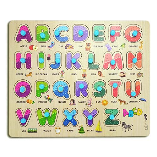 HIGHROOF® Alphabet ABCD Wooden Puzzle Kids Games Toys for Kids 3+ Jigsaw Puzzles for Adults Baby Learning Toys Educational for 2 Board Game ABCD Puzzle