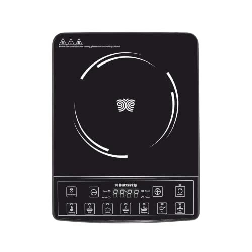 Butterfly Amaze Pro Induction Cooktop | 2000 W Power with 5.5 KV Surge Protection | 7 Preset Indian Menu Options With 3 Hrs Timer | Touch Button | BIS Certified | 1 Year Warranty