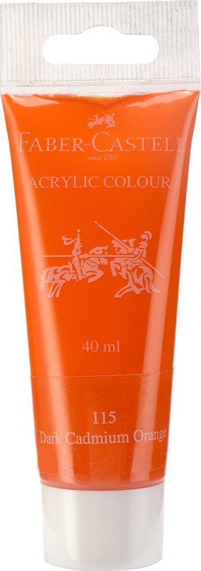 FABER-CASTELL Acrylic 40ml Tube – Dark Cadmium Orange 115(Set of 1, Transparent)
