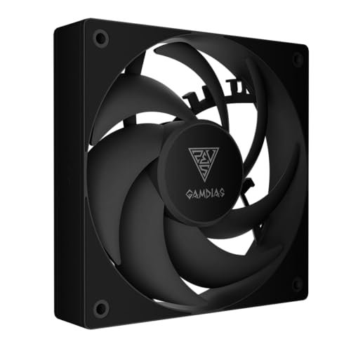 GAMDIAS Notus M1-1201 120mm Black PWM Fan | Daisy-Chain PWM Sharing, Closed-Loop Technology for Steady RPM on Cooler, Low-Noise Operation (Max. 1600RPM @25dBA), Anti-Vibration Pads, Black