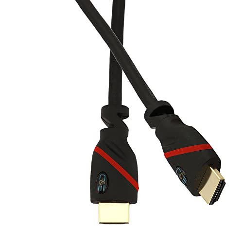 C & E Gold-Plated SOFT-PVC High-Speed HDMI Cable with ARC (10 Feet) Supports Ethernet 1.4V, 3D, 4K video,1080P, (Black/RED)