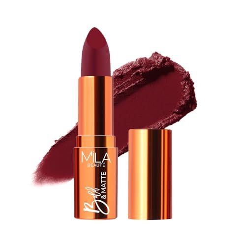 Mila Beauté Bold & Matte Long-Lasting Lipstick | Highly Pigmented Soft Matte Finish | Lightweight & Hydrating with Jojoba Oil | Shade – (End Of Story 4.2g)