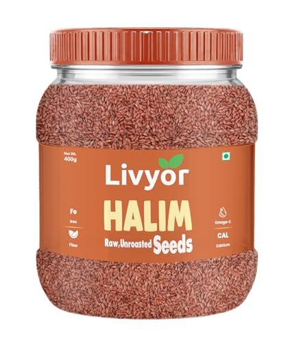 Livyor Premium Halim Seeds for eating – 400 g | Aliv seeds | Garden Cress Seeds | High in Fibre | Helps in hair growth | Rich in Omega 3 | Raw and Natural | Immunity Booster Super food | Pack of 1