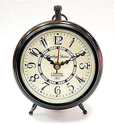 Handmade Antique Wooden Table Top Clock Desk Clock – Unique Priced Antique Style Roman Number Home & Office Study Living Room Decoration Gift Item (Brown)