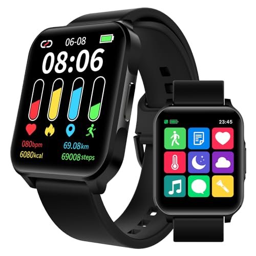 BENIO Smart Watch for Men and Women, 1.69″ Fitness Tracker, 24/7Heart Rate/SpO2/Sleep Tracker, Multiple Dials & 23 Sports Modes Fitness Watch, IP67 Waterproof, Compatible with Android iOS