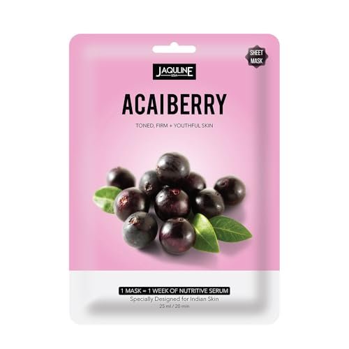 JAQULINE USA Acai Berry Sheet Mask | Hydrating and Revitalizing Face Mask for All Skin Types | Antioxidant-Rich Formula | Nourishes, Soothes, and Refreshes Skin