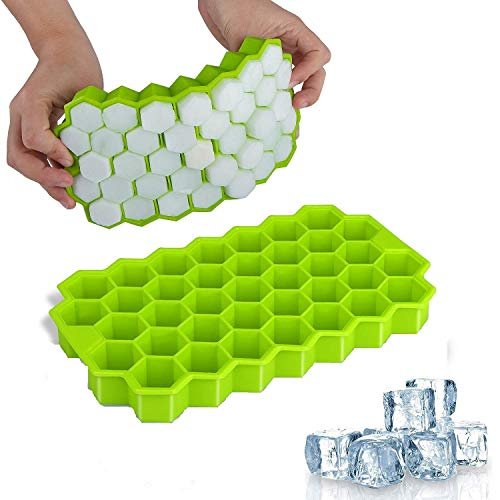 SGMVK Ice Cube Tray Silicone for Freezer Honeycomb 37 Cavity Ice Cube Mould Flexible Tray for Freezer, Chocolate Cake Maker, Ice Trays for Chilled Drinks, Reusable Multi Color (1, Honeycomb)