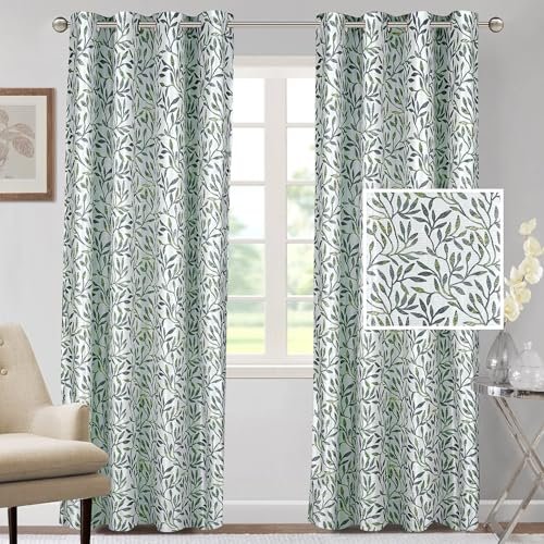 Cortina Polyester 75% Blackout Curtains Set of 2 Floral Print | Grommet Eyelet Window Curtains for Living Room, Bedroom & Kids Room | Light Filtering Drapes for Privacy (Grey, 7 FT)