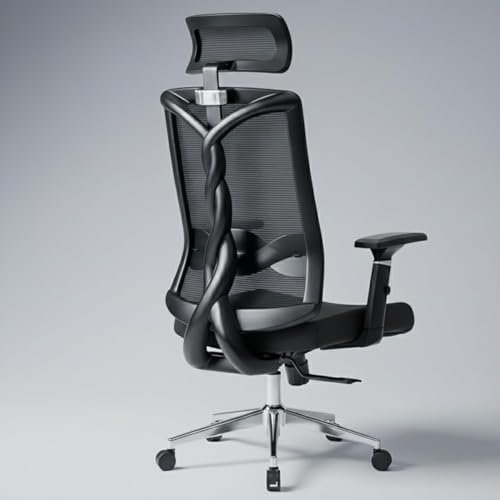 Ergo throne Spiralflex Ergonomic Office Chair for Work | Multi-Lock Synchro Tilt Mechanism | 4 Year Warranty | 3D Armrest | Adjustable Lumbar (Grey, 3 Position Lock)