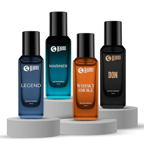 Beardo The Elite Collection- Whisky Smoke,Mariner, Legend & Don Perfume for Men (20ml x 4) | Long Lasting Fragrance | Long Lasting Perfume for Men | Gift for Men | Gift for Friend