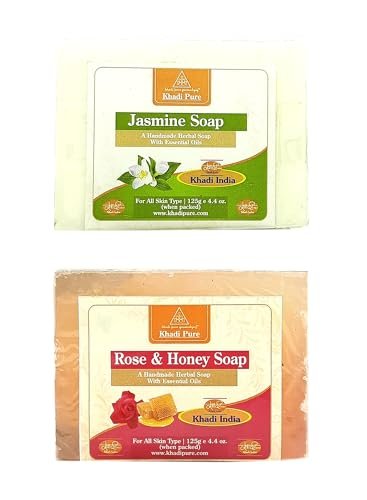 Khadi pure Herbal Jasmine & Rose & Honey Soap (125g) Pack of 2 (250g)