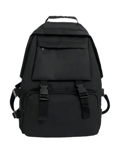 Glowic Black Backpacks for Men & Women | Stylish, Durable, Multi-Pocket Travel & Laptop Bags with Buckle Straps (Black)