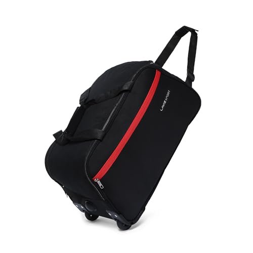 Lavie Sport Polyester Lino M Medium Size 57 Cms Duffle Wheeler Bag|2 Wheel Duffle Bag|Duffle Bag With Adjustable Handle, 57 x 27 x 30 Centimeters, Black