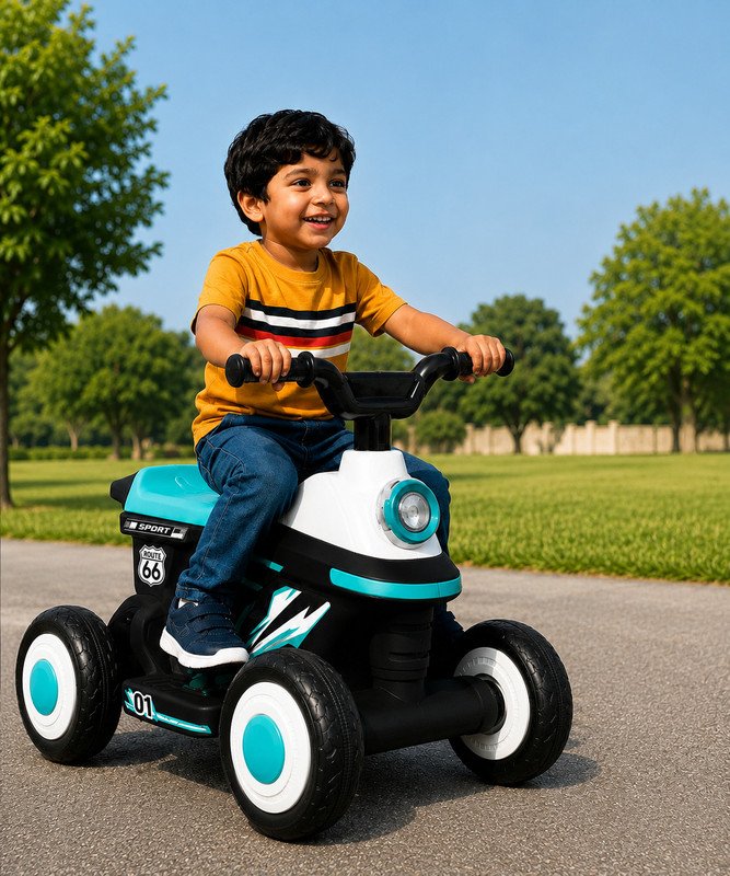 Miss & Chief Zoom Car_ATV, Battery operated with light & music,MP3 player, bluetooth & USB Car Battery Operated Ride On(Blue)