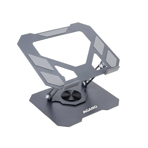 AGARO Metal Laptop Stand, 360° Rotating, Ergonomic, Height & Angle Adjustmentable, Foldable Laptop Holder with Heat Vents & Anti-slip SiliconePads, Compatible to Macbook,HP,Lenevo, & Laptops up to 18″