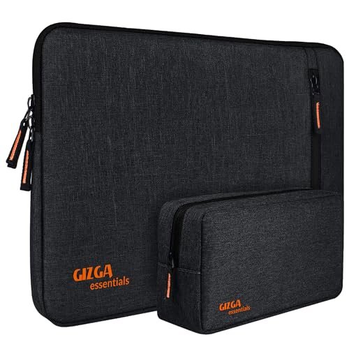 Gizga Essentials Laptop Sleeve for 13.3 Inch Laptops with Accessories Pouch | Slim Laptop Cover Bag with Front Pocket | Water-Resistant Nylon, Foam Padding & Soft Inner Lining | Black