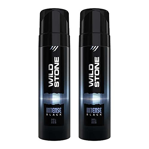 Wild Stone Intense Black Long Lasting No Gas Deodorant for Men, Pack of 2 (150ml each),Spray