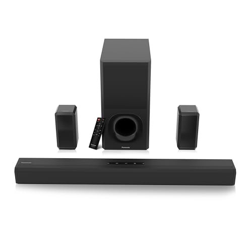 Panasonic 600W 5.1 Ch Sound Bar with 3D Surround Sound Speaker System, Dolby Digital Plus Touch Control,BT 5.3, USB,HDMI ARC,Optical,Aux with Remote Control (SC-HTS600GWK, Black)
