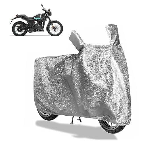 Sulfar Bike Cover for Royal Enfield Scram 411 (Adventure) | Waterproof, Dustproof & UV Protected | All Weather Two Wheeler Cover (Silver) New 2026 Variants